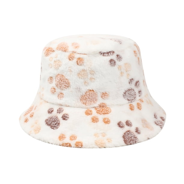 Sombrero de lavabo de felpa con estampado de pata a la moda para mujer, sombrero de pescador de tela de lana, sombrero para el sol Fridja nalpqowj1175