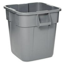 Rubbermaid Commercial 28 gal Square Trash Can, Gray, 25 in Dia, Open Top, LLDPE