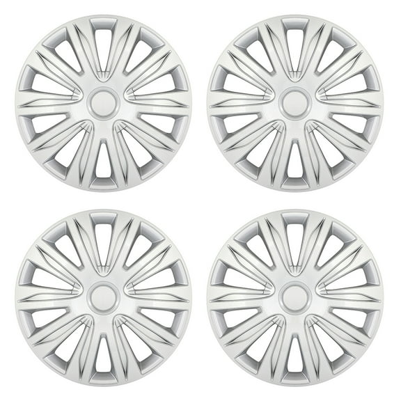 Durable ABS Material, Universal Fit, Stylish 4pcs 17" Silver Wheel Covers Premium Snap-On Hubcaps for Cars, Trucks, and SUVs