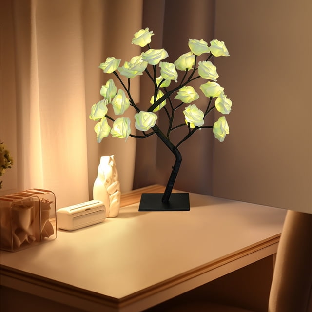 Fiudx Lámpara Led de Rosal, Diseño de Ramas Ajustables, Alimentación Por Usb, Elegante Luz Nocturna, Decoración Artística para El Hogar, Regalo Perfecto para Cumpleaños, Bodas y Ocasiones Especiales,