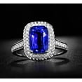 thumbnail image 4 of Perfect 2.05 Carat 7mm Cushion Cut Blue Sapphire And Moissanite Diamond Antique Engagement Ring in 10k White Gold, 4 of 5