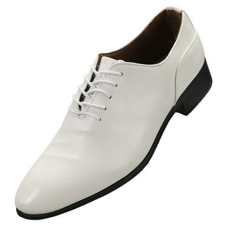 PLLFRLRT Black Dress Shoes Men Brown Shoes Leather Shoes British Business Shoe Pointed Toe Formal Dress Shoes Lace Up Wedding Shoes for a Suit(White 9)