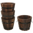 4pcs Small Planter Pot Barrel Planter Garden Tree Planter Small Wood