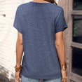 thumbnail image 4 of Cathalem Hauts d'Été Mode pour Femmes Tunique à Manches Courtes - T-Shirt Col Rond Blouses, Bleu TTG, 4 of 4