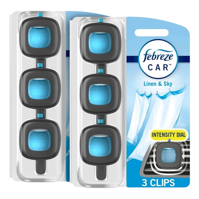 Ambientador para Auto Febreze Linen & Sky 6 Clips para Ventilación 0.06 fl oz