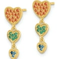thumbnail image 2 of Sterling Silver Gold Tone Multicolor Cz Hearts Post Dangle Earrings (19.85 X 7.28) Made In China qe16444, 2 of 5