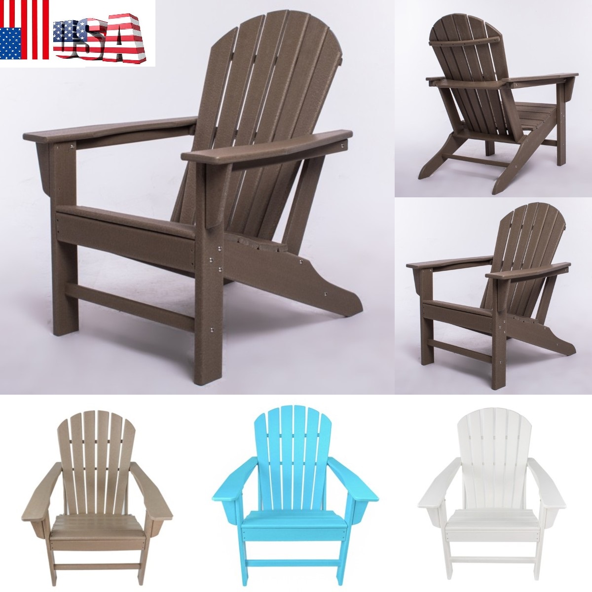 Adirondack Chair Plastic Weather Resistant, Patio Chairs, 350 lbs