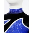 thumbnail image 4 of TiaoBug Girls Full Body Unitard Long Sleeve Gymnastics Leotard Rhinestones Patchwork Ballet Dance Costume Blue 16, 4 of 7