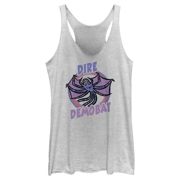 Netflix Women's Stranger Things Demobat Monster Drawing Racerback Tank Top White Heather Large