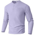 thumbnail image 4 of Timegard Long Sleeve Shirts for Men Fall Casual Breathable Button V Neck Shirts with Pocket Golf Work Solid Color Tee(Purple,M), 4 of 7