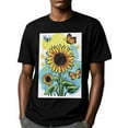 thumbnail image 2 of Men's T-Shirt Sunflower Butterfly Leaves Vintage Blue Short Sleeve Casual Tee Classic Crew Neck T-Shirt for Men, 3XL, 2 of 7