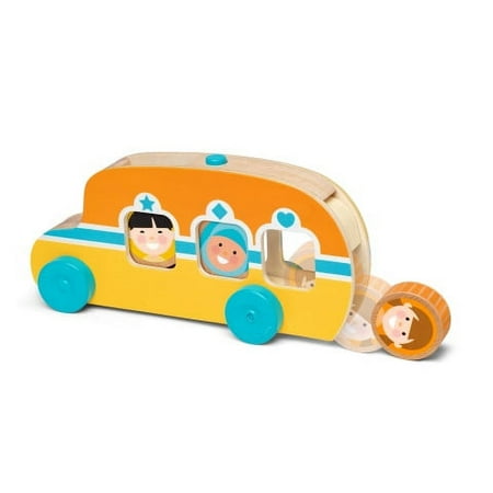 UPC: 0000772307383 | Melissa & Doug GO Tots Wooden Roll & Ride Bus with 3 Disks