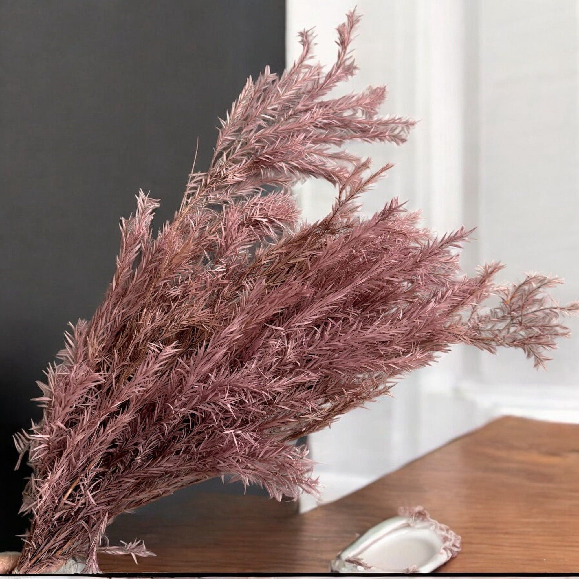 Dried Flowers Rosemary Branch Arrangement for Home Decor, 29.5 Inches - Mauve Pink
