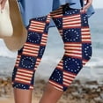 thumbnail image 2 of Odeerbi 4th of July Patriotic Beach Capris for Women 2025 Casual Drawstring Pants Summer Elastic Waist Independence Day Printed Cropped Pants Red, 2 of 5