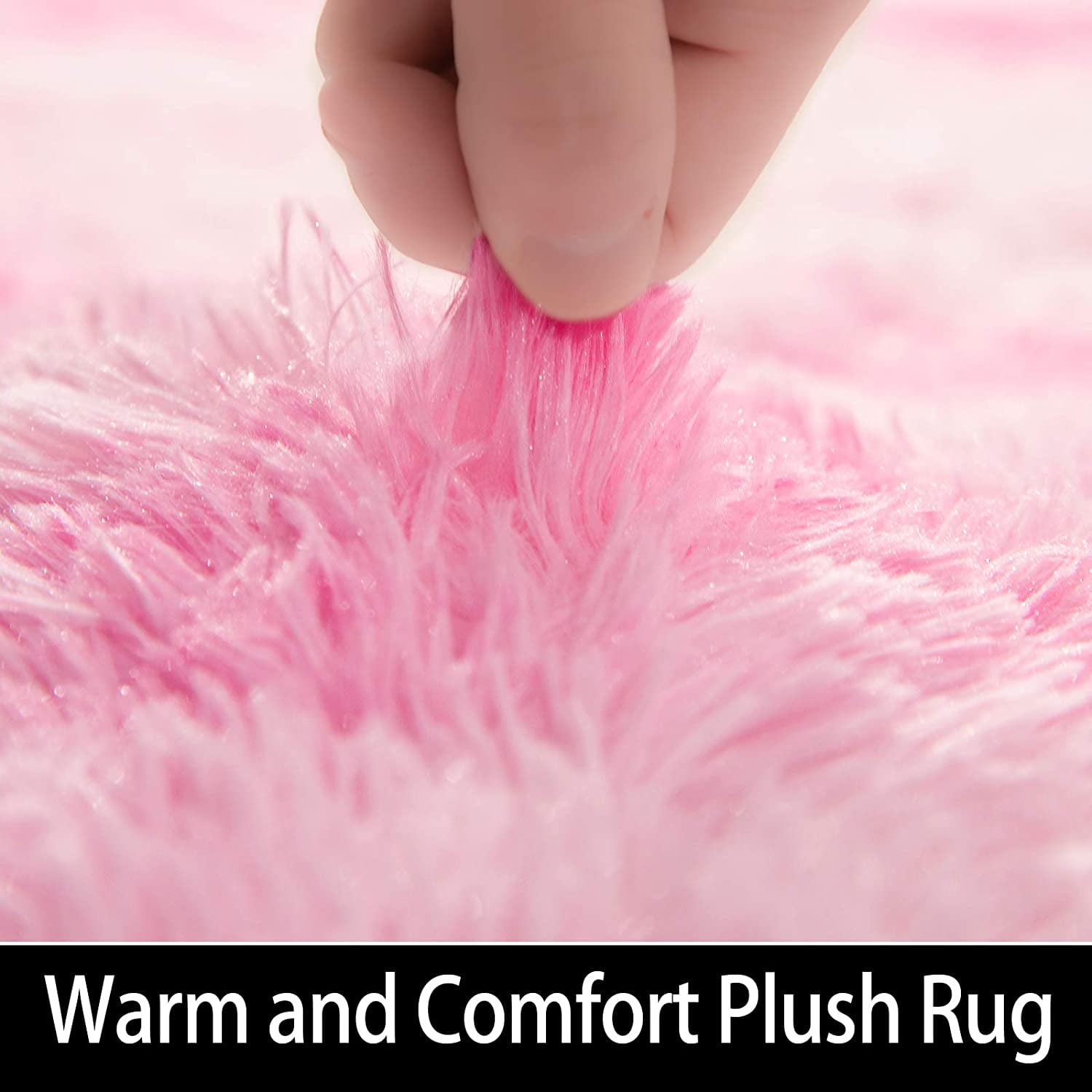 Junovo Luxury Velvet Shag Area Rug Modern Indoor Fluffy Rugs, Extra Comfy and Soft Carpet For Bedroom Living Room Kids Room,3'x4',Pink