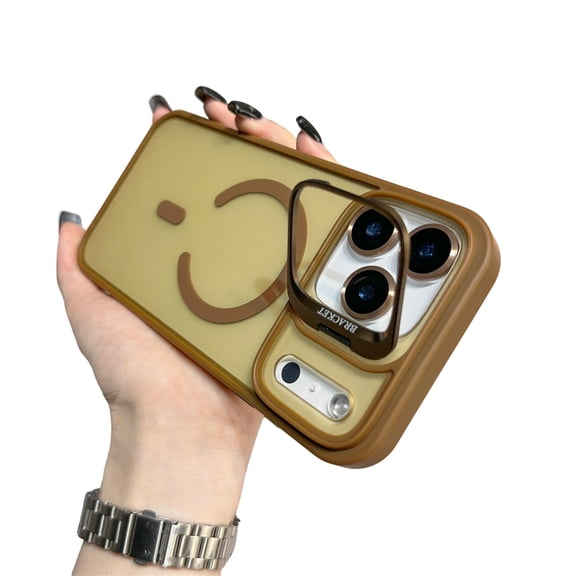 Rugged Magnetic Case for Apple iPhone 17, Compatible with Magsafe Slim Fit [with Camera Lens Screen Protector] Bumper Shockproof Anti-Scratch Camera Kickstand Phone Case for Women Men, Gold