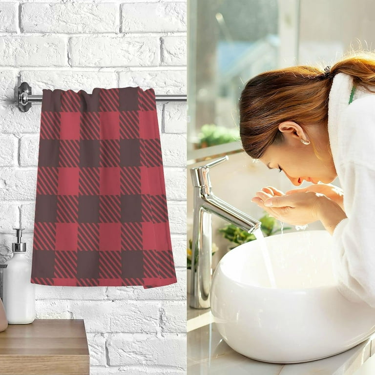 Red Buffalo Plaid Towels 2 PCS Super Soft Absorbent Hand Towel Cotton Bath Towels for Bathroom Hotel Kitchen Spa Gym 16 X 28 Inches Walmart
