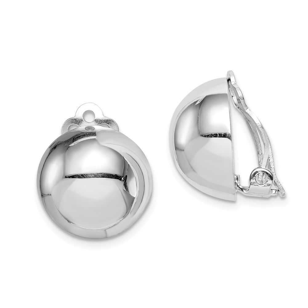 925 Sterling Silver Rhodium Plated Polished Circle Clip Earrings Measures 15.07x15.15mm Wide Jewelry Gifts for Women 