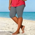 thumbnail image 2 of hoksml Women Plus Size Scallop Hem Biker Shorts, High Waist Stretch Athletic Knee-Length Shorts L-5XL, 2 of 5