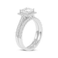 thumbnail image 4 of Princess Cut Lab Grown Diamond Halo Bridal Engagement Ring Set in 14K White Gold - Center Stone 1 Carat | E-F Color, VS1-VS2 Clarity (Ring Size: 8), 4 of 6