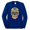 thumbnail image 2 of Wild Bobby Dean Russo Colorful Sugar Skull Streetwear Men Long Sleeve Shirt, Royal, 3X-Large, 2 of 5