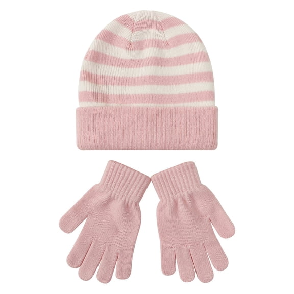 CFMIURAN Kids Winter Hat Gloves Set, Warm 2-Piece Accessory for Boys Girls, Soft Thermal Beanie Cap with Matching Mittens for Riding Cold Weather Outdoor Daily Wear