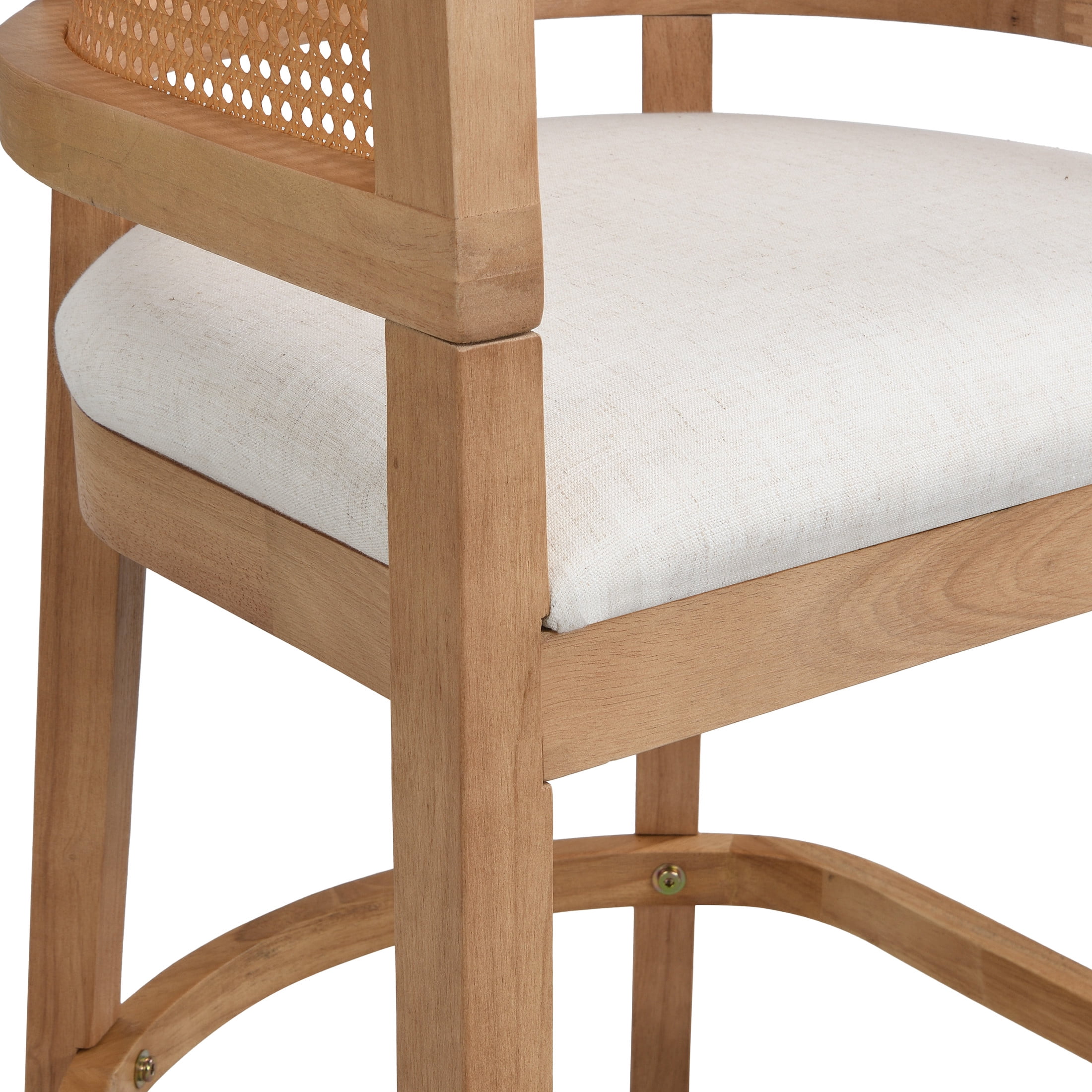 Christopher Knight Home 25.5" Upholstered Counter Stools, Wood Frame with Rattan Back, Natural, Set of 2