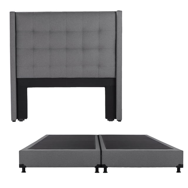 Box Base Cama King Size + Cabecera Titan Gris