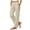 Khaki #08, variant on Women Elastic Waist Cotton Linen Straight Leg Pants Split Button Hem Casual Pull On Trousers With Pockets S