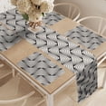 thumbnail image 2 of Ambesonne Geometric Table Runner & Placemats, Bohemian Effects Forms, Placemat 4 pcs + Runner 12"x72", Ivory and Charcoal Grey, 2 of 2