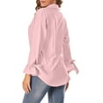thumbnail image 6 of Women's Basic Button Down Shirts Collared Long Sleeve Plus Size Simple Stretch Formal Solid Casual Work Blouse Tee, 6 of 6