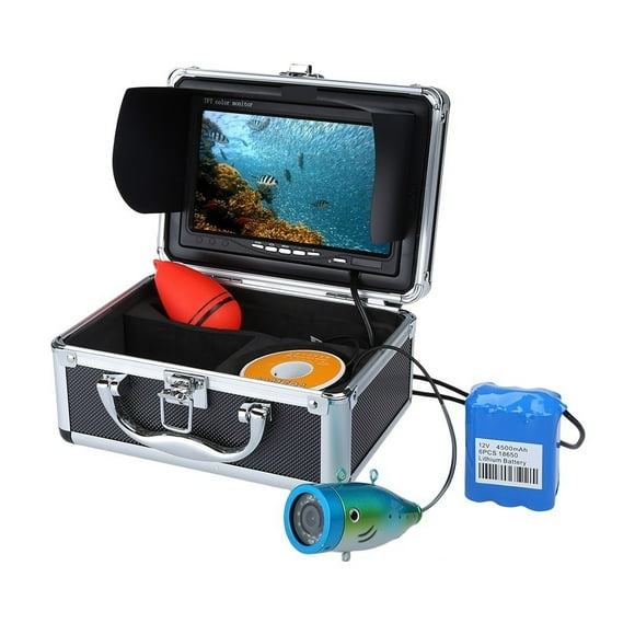 Moniteur Couleur 7 Pouces Détecteur de Poissons 15M/30M Caméra de Pêche sous-Marine 12 Lumières IR et 12 LEDs Blanches Vision Nocturne 1000TVL, Vision Nocturne & Design Étanche