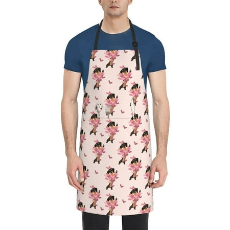 

Vsdgher Dachshund Dog Heart Waterproof Apron with 2 Pockets Kitchen Chef Aprons Bibs for Grooming Cooking Baking Painting Gardening