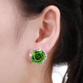 thumbnail image 3 of Yuehao Earrings for Women, Gifts for Women, Rose Rhinestone Earrings Thin Dangle Rose Elegant Rhinestone Earrings Wedding Women Accessories Jewelry Rose Earrings for Women (Green, One Size), 3 of 4