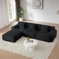 thumbnail image 4 of Leumius 113" L-Shaped Modular Sectional Sofa,Corduroy Fabric Upholstered 3 Seater Couch with Deep Seat and Movable Ottoman,No Assembly,Black, 4 of 10