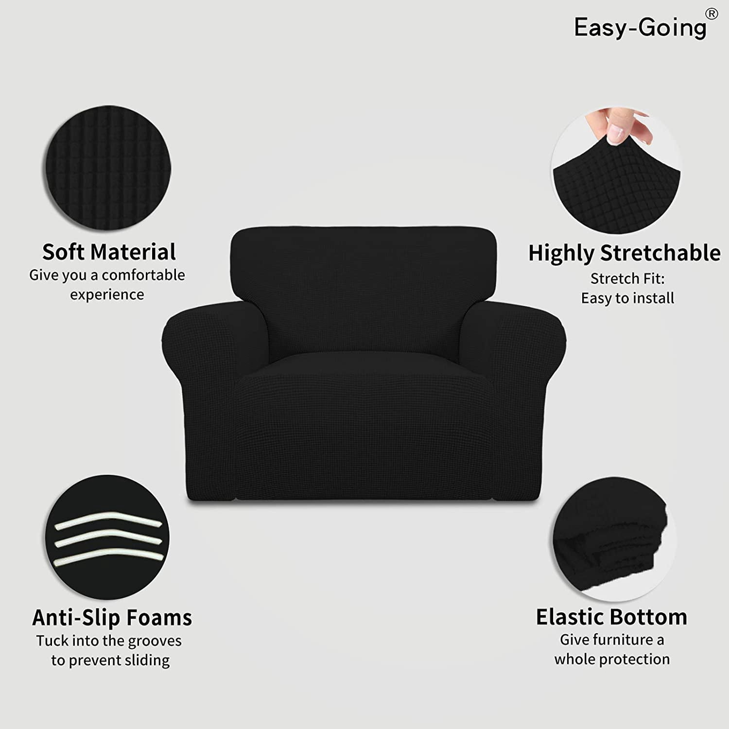 Wehilion Stretch Oversized Sofa Slipcover 1-Piece Sofa Cover Furniture Protector Couch Soft with Elastic Bottom for Kids, Polyester Spandex Jacquard Fabric Small Checks Christmas Red