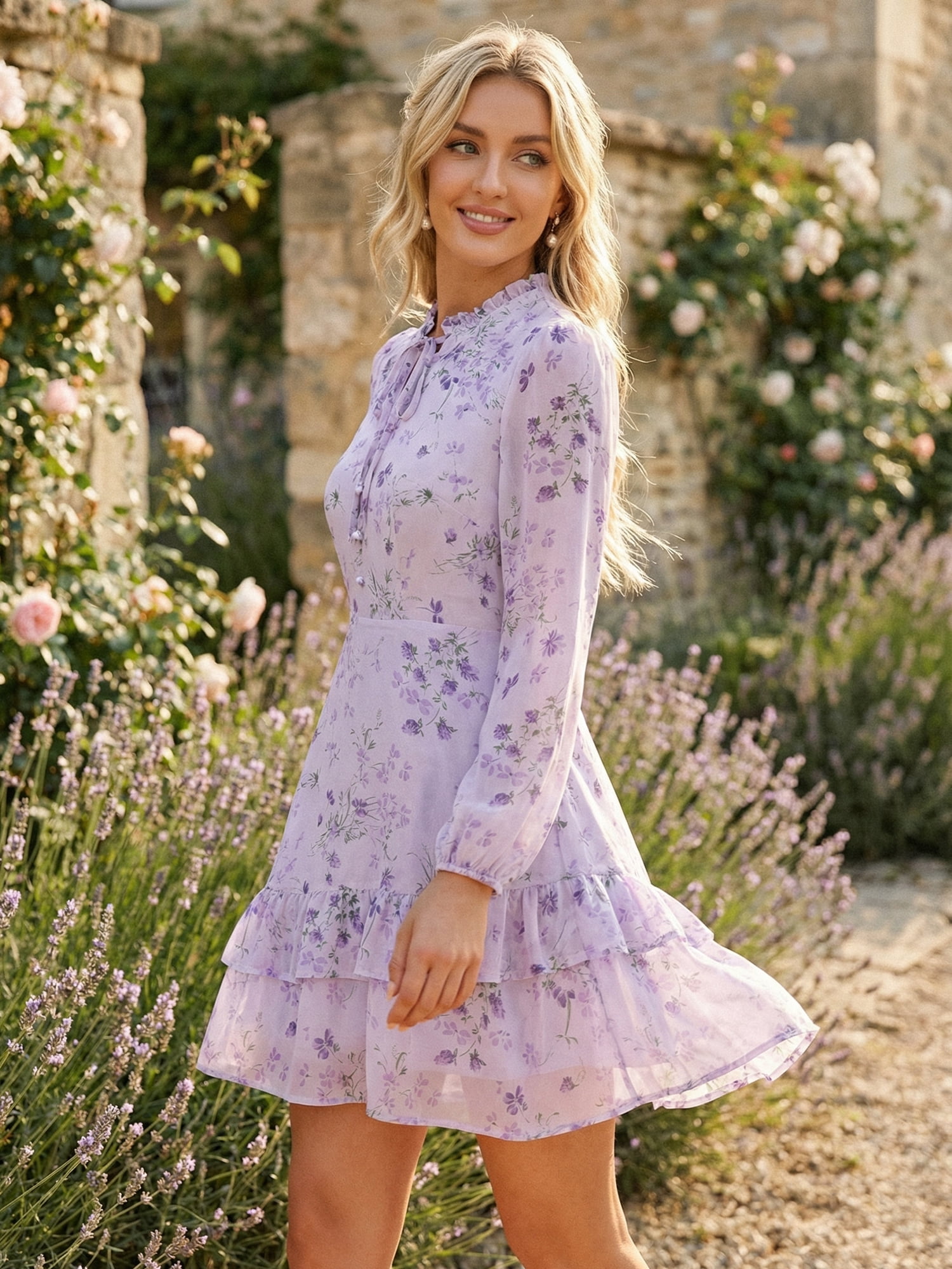 DARING DIVA Women's Layered Tiered Semi Sheer Chiffon Mini Dress XL Light Purple