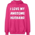 thumbnail image 2 of OXI Hoodie Sweatshirt - I Love My Awesome Husband, Basic Casual Hoodie for Men's and Women Fleece Hoodie Long Sleeve - Heliconia 2X-Large, 2 of 3