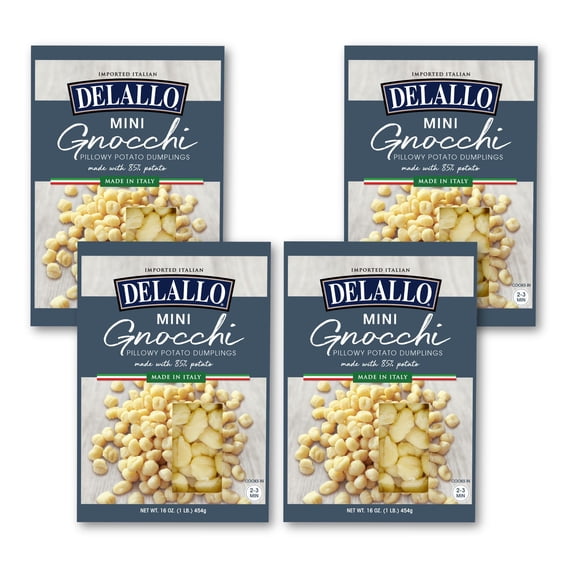 DeLallo Mini Potato-Gnocchi Pasta, Non-GMO, 16 oz Box, (4 Pack)
