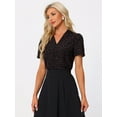 thumbnail image 4 of DARING DIVA Women's Short Sleeve V Neck Notch Lapel Collar Shirt XS Black, 4 of 6