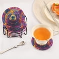 thumbnail image 5 of Haosy Set of 6 Drink Woven Coaster with Holder Heat Resistant Non-Slip Bar Coasters 4 Inches Colorful Bear and Star, 5 of 7