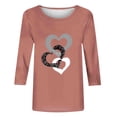 thumbnail image 3 of FAIWAD Hauts à Manches 3/4 en Forme de Cœur pour Femmes Col Rond Ample Léger Tunique Tendance, 3 of 3