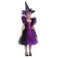 thumbnail image 3 of Magnificent Witch Halloween For Girls Elegant Black Gown And Hat Fancy Tutu Dress Up Party Outfit, 3 of 9