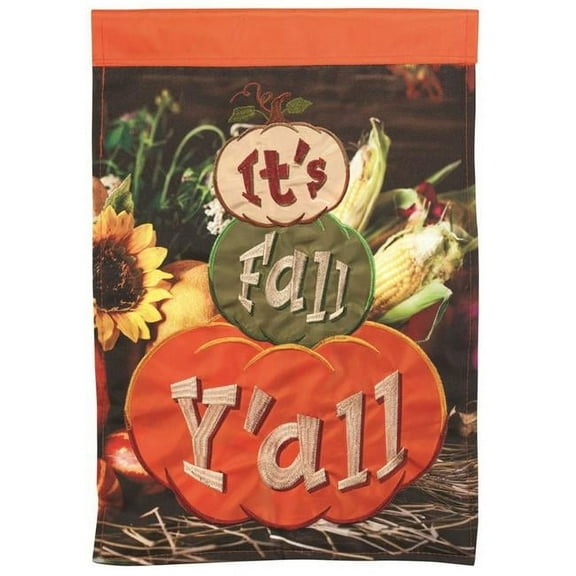 Magnolia Gardens M011470 13 x 18 in. Its Fall Y All Plus Double Applique Garden Flag