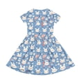 thumbnail image 4 of yuCgh Floral Print Easter Dress for Girls, Short Sleeve Summer Dress with Front Pocket, Lightweight Casual Party Dress for Kids,Blue 110, 4 of 5