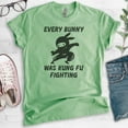 thumbnail image 2 of Every Bunny Was Fung Fu Fighting Shirt, Unisex Women's Men's Shirt, Easter Rabbit Bunny Shirt, Ninja Shirt, Heather Apple Green, XX-Large, 2 of 6