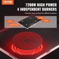 thumbnail image 2 of VEVOR Electric Cooktop, 30 inch 4 Burners Built-in Electric Stove Top, 7200W Ceramic Top Radiant Cooktop, with Glass Panel, Knob Control, 11 Heat Levels, 220-240V, Hard Wire (No Plug), 2 of 9