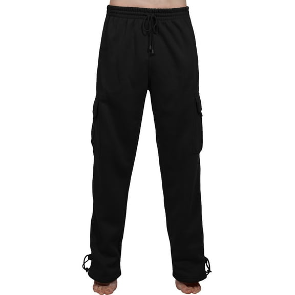 J. METHOD Mens Comfy Elastic Drawstring Fleece Cargo Sweat Pants M-5XL