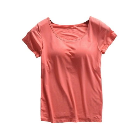 KBZDBZC Women Blouses Casual Yoga Gym Tops Workout Tank Tops Strap Padded Undershirts Cotton Camisole Vest Top Seamless Sleeping Vest Bra Top Women s Blouses (Watermelon Red XXL)