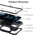 thumbnail image 3 of Compatible with iPhone 13 Pro Case 6.1 inch 2021, Outdoor Heavy Duty Aluminum Metal Case with Screen Protector Camera Cover Rugged Military Shockproof Case for iPhone 13 Pro, 3 of 8